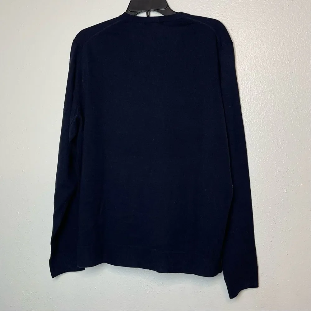 Navy Blue Lightweight Acrylic V Neck Sweater